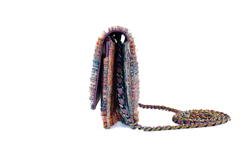 Chanel Purple Tweed Iridescent Wallet On Chain WOC