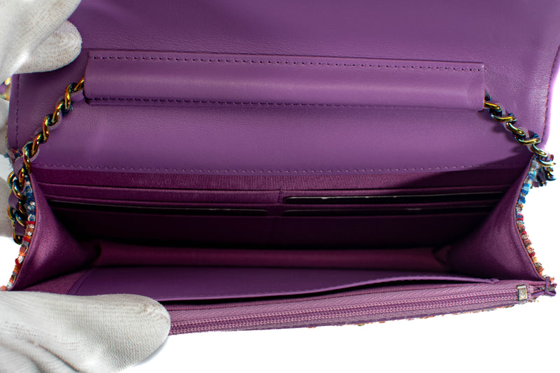Chanel Purple Tweed Iridescent Wallet On Chain WOC
