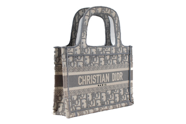 Christian Dior Grey Canvas Oblique Mini Book Tote