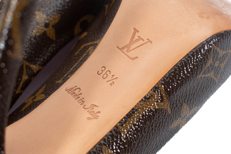 Louis Vuitton Monogram Canvas Rosemary Peep Toe Platform Pumps Size 36.5