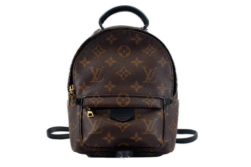Louis Vuitton Brown Monogram Black Leather Trim BB Palm Springs Backpack