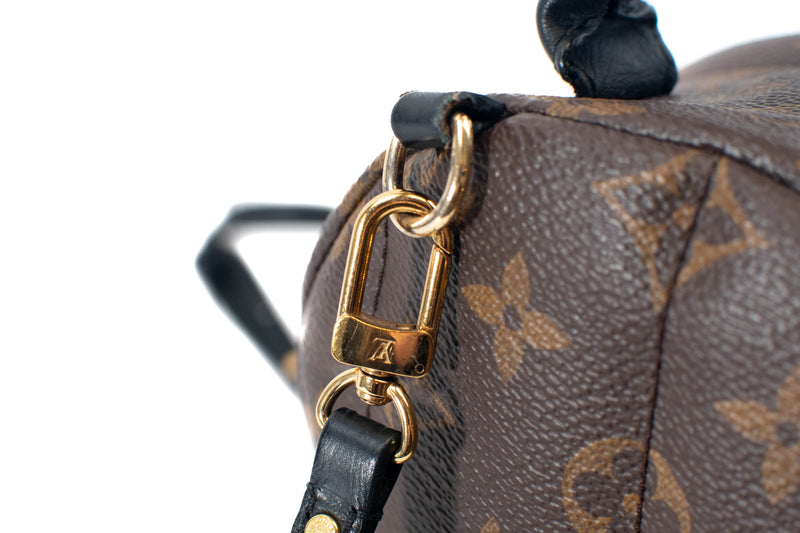 Louis Vuitton Brown Monogram Black Leather Trim BB Palm Springs Backpack