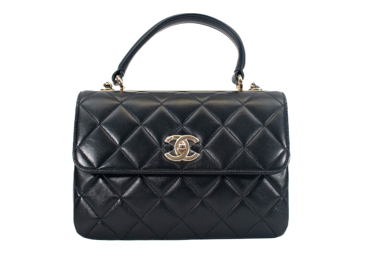 Chanel Black Lambskin Quilted Trendy CC Dual Handle Flap Bag