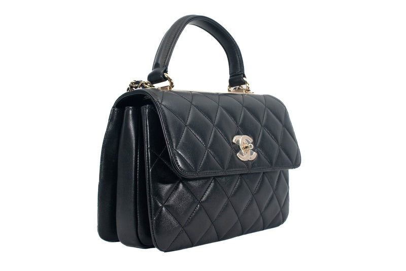 Chanel Black Lambskin Quilted Trendy CC Dual Handle Flap Bag – On Que Style
