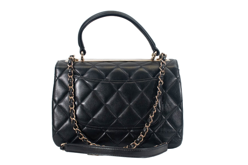 Chanel Black Lambskin Quilted Trendy CC Dual Handle Flap Bag