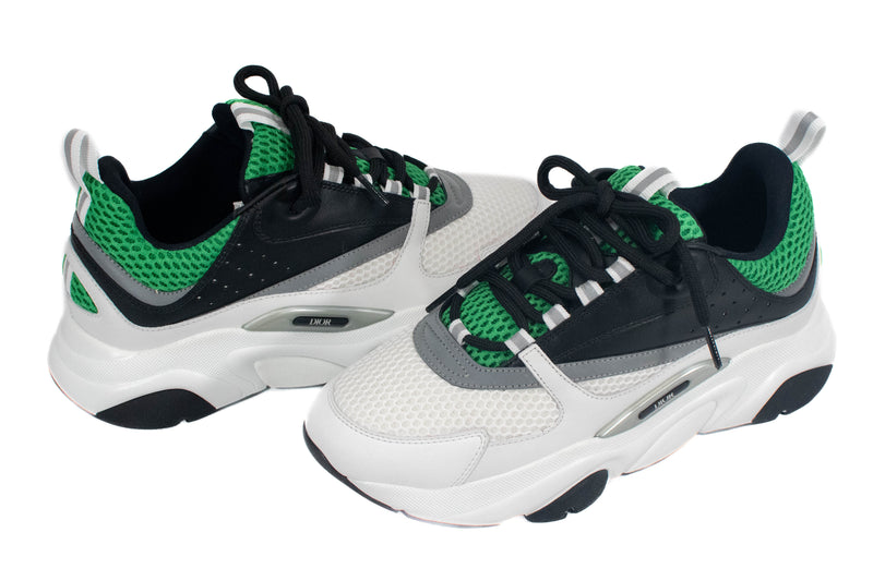 Christian Dior White/Black/Green Technical Fabric/Leather B22 Sneakers Size 40