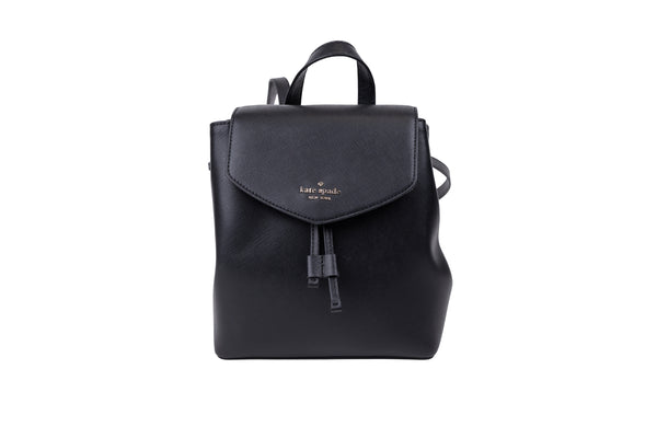 black kate spade backpack leather Kate Spade Black Saffiano Leather Small Backpack – On Que Style