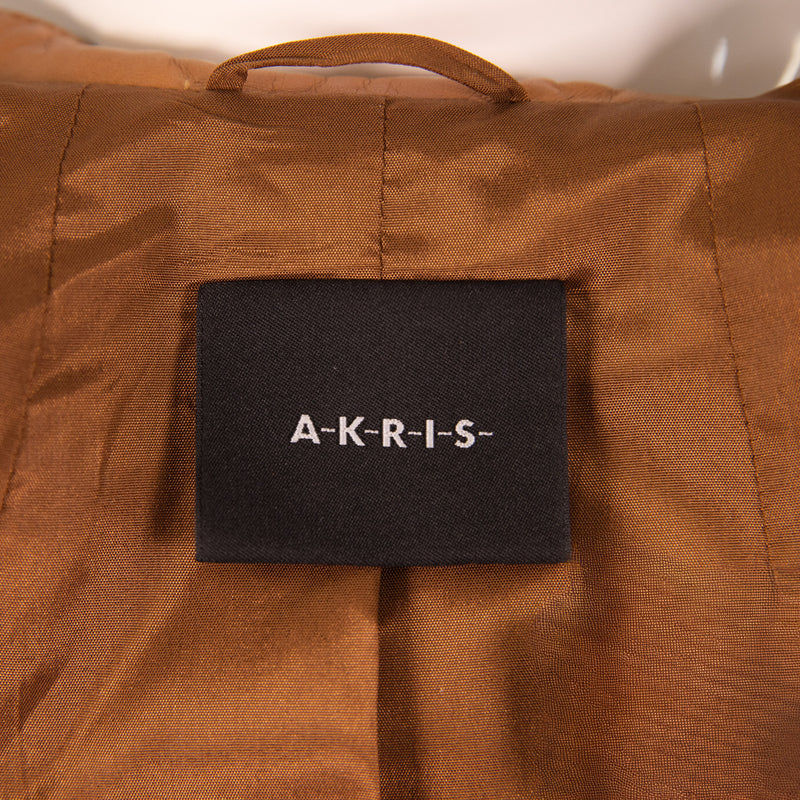 Akris Brown Leather Collarless Jacket Size 4