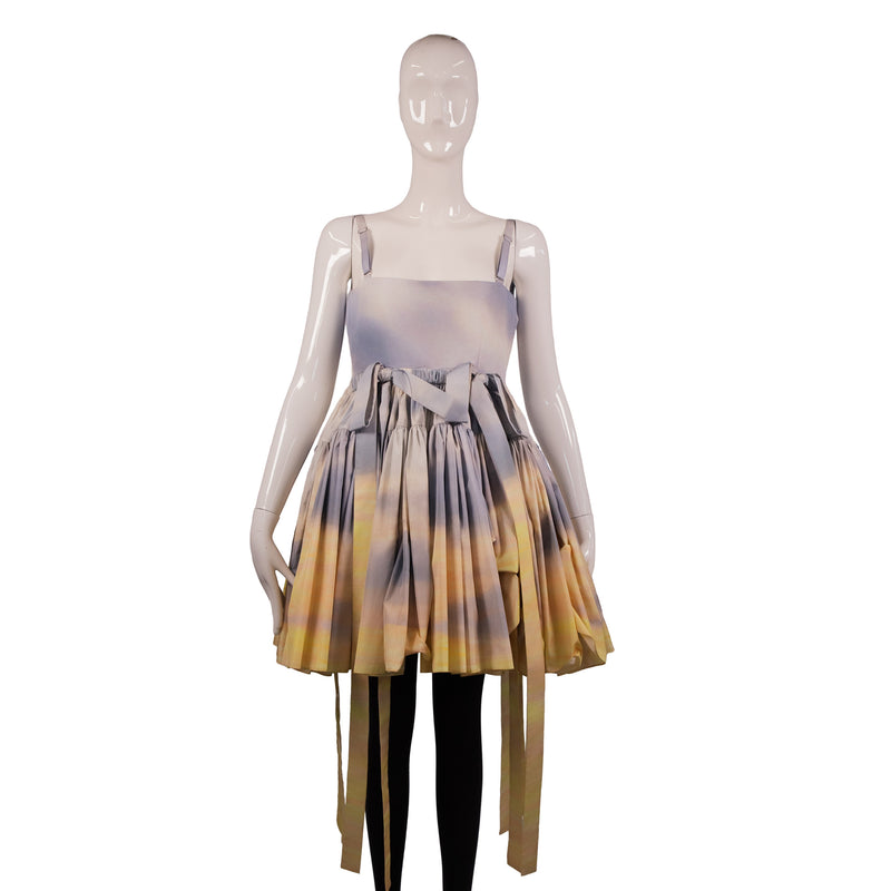 Alexander McQueen Blue Yellow Cream Sunset Tiered Dress  Size 36 (NWT)