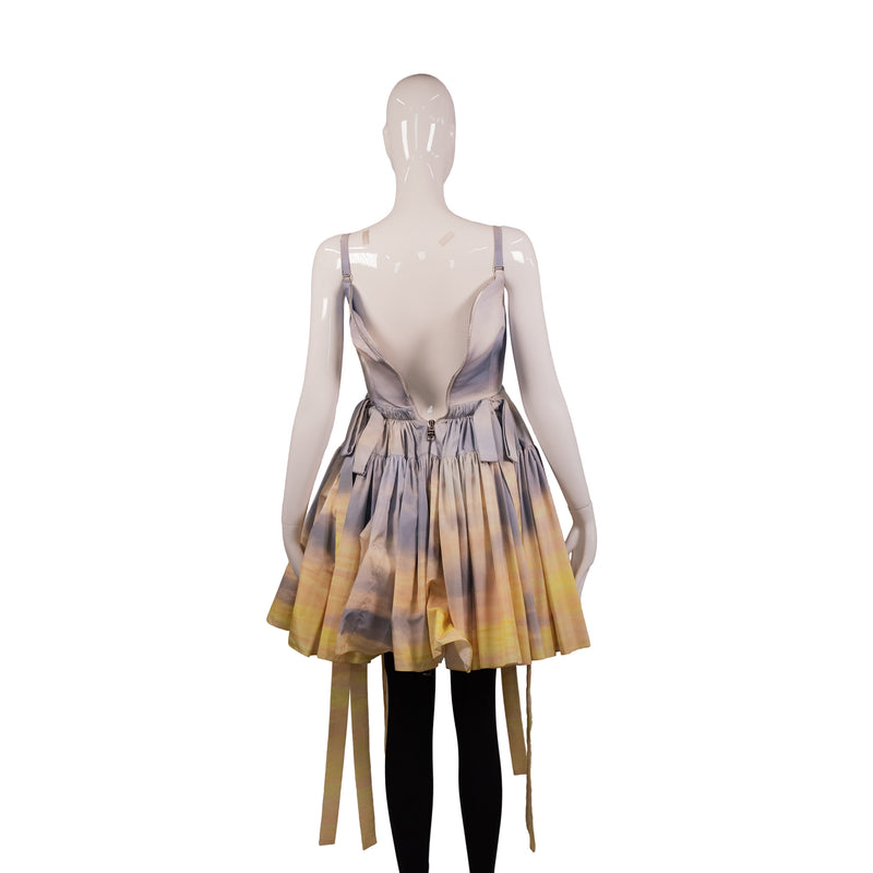 Alexander McQueen Blue Yellow Cream Sunset Tiered Dress  Size 36 (NWT)