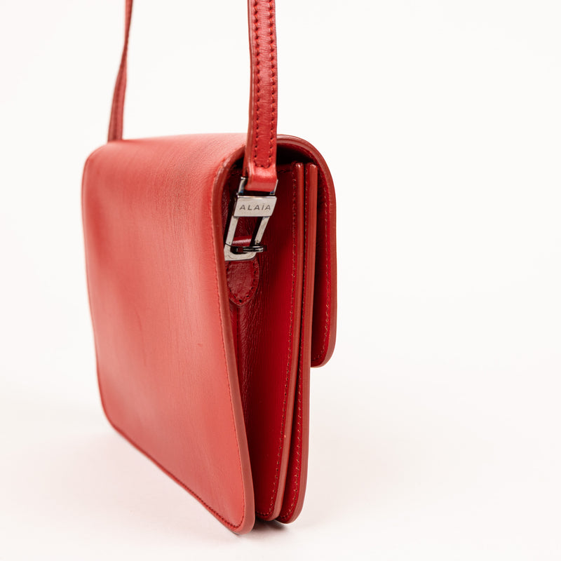 Alaia Red Flap Leather Crossbody Bag
