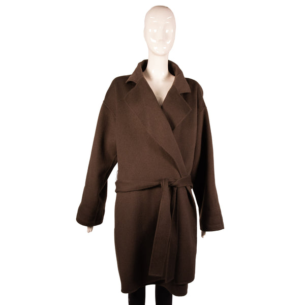 Armani Collezioni Brown Belted Flared Collar Coat Size 12