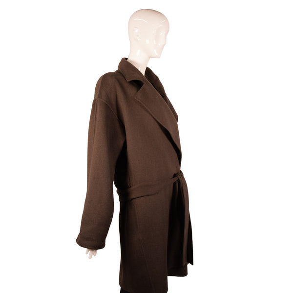 Armani Collezioni Brown Belted Flared Collar Coat Size 12