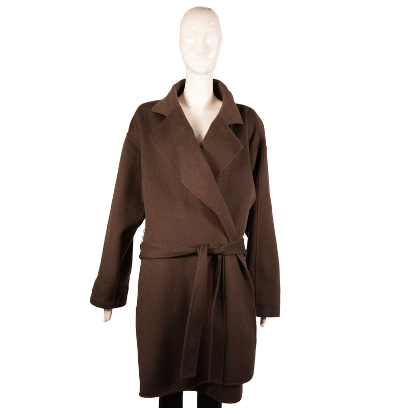 Armani Collezioni Brown Belted Flared Collar Coat Size 12