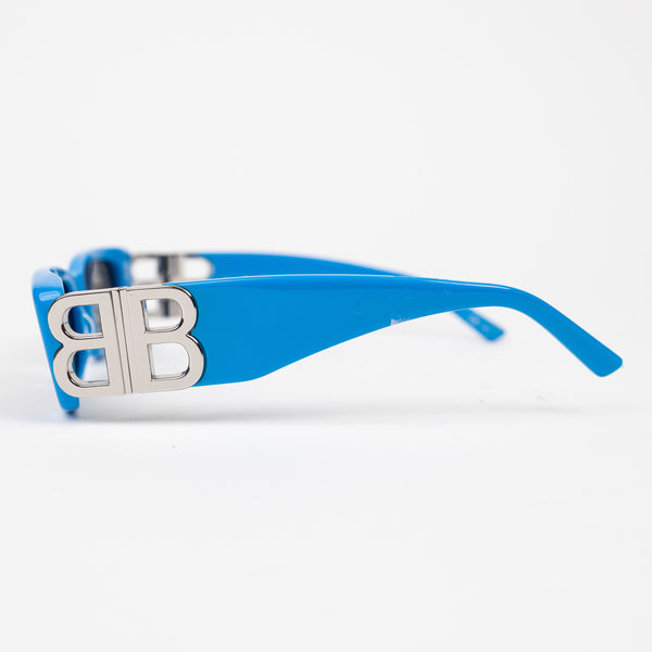 Balenciaga Blue Mirror B Sunglasses with Silver Hardware