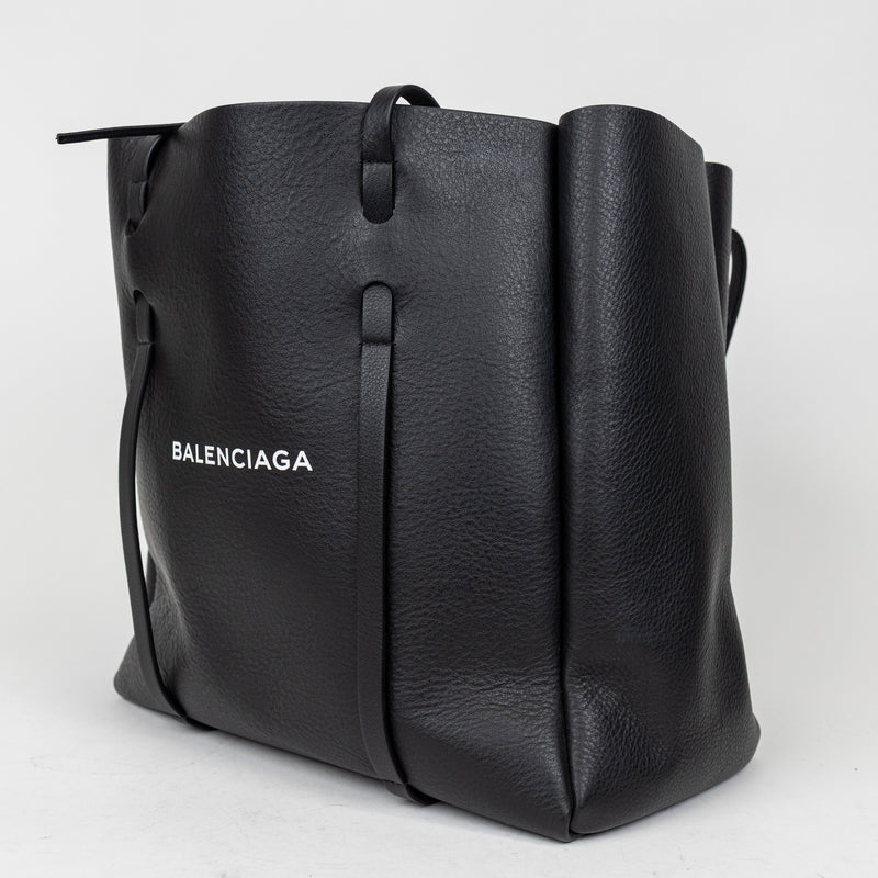 Balenciaga Black Everyday Tote Bag Leather White Logo Handbag