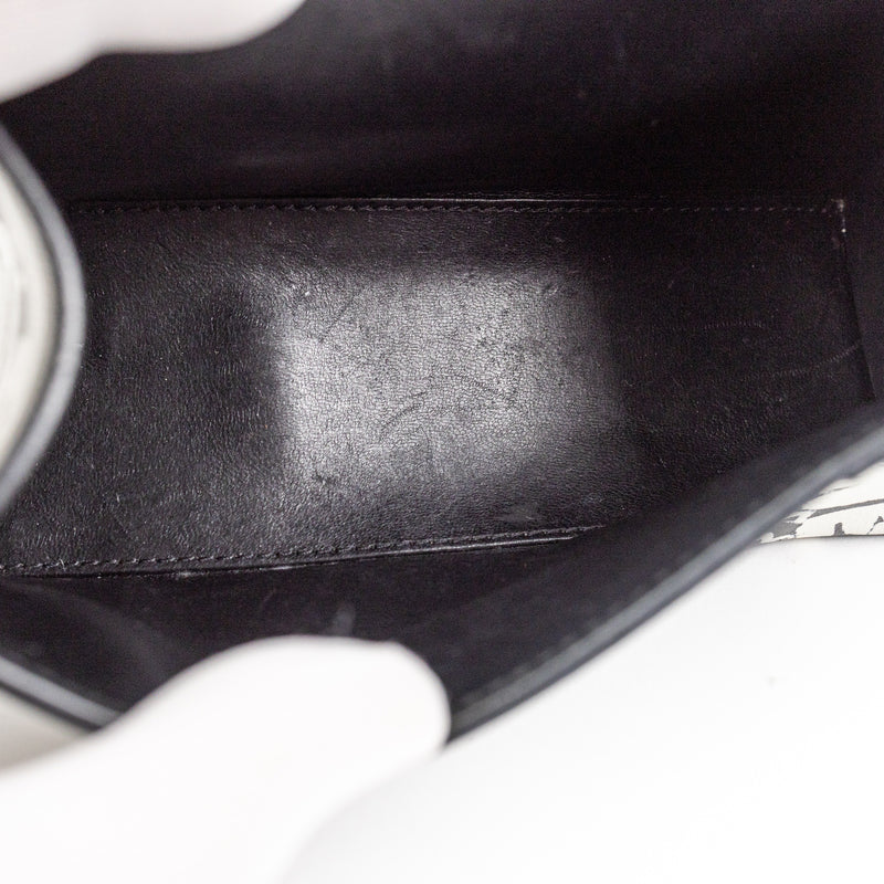 Balenciaga Black and White Leather Graffit Hourglass Graffit Top Handle Bag