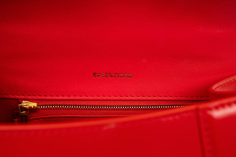 Balenciaga Red Leather Hourglass Crossbody Bag