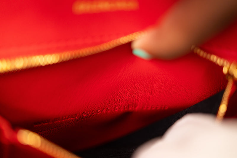 Balenciaga Red Leather Hourglass Crossbody Bag