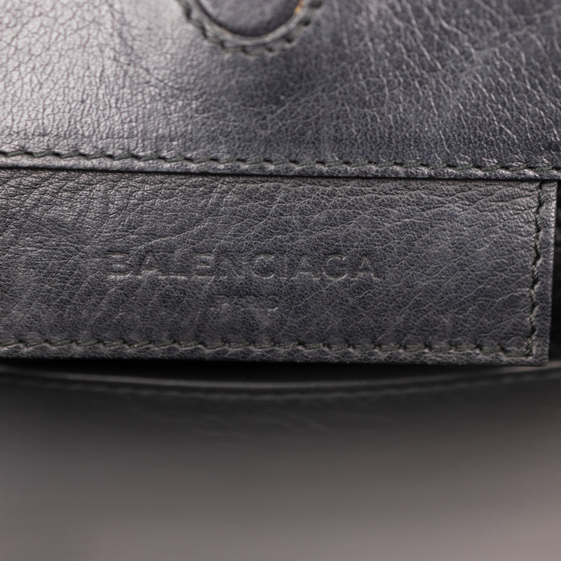 Balenciaga Black Grained Leather Papier Mini Tote