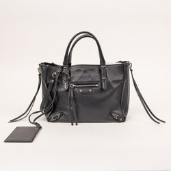 Balenciaga Black Grained Leather Papier Mini Tote