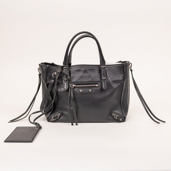 Balenciaga Black Grained Leather Papier Mini Tote