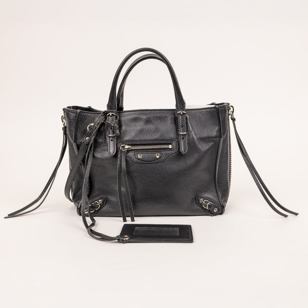 Balenciaga Black Grained Leather Papier Mini Tote