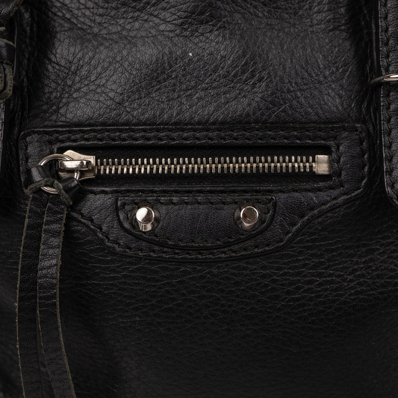 Balenciaga Black Grained Leather Papier Mini Tote
