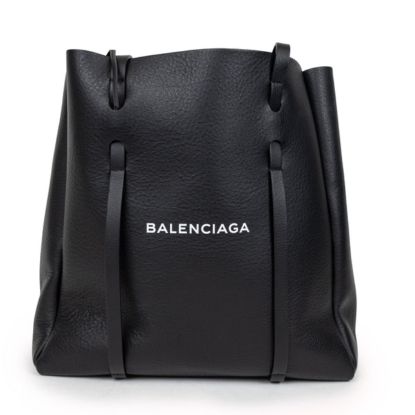 Balenciaga Black Everyday Tote Bag Leather White Logo Handbag