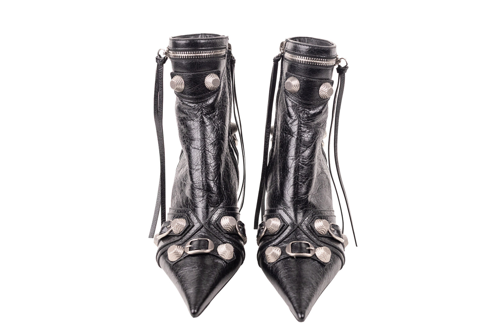 Balenciaga Black Cagole Booties Leather Size 37 – On Que Style