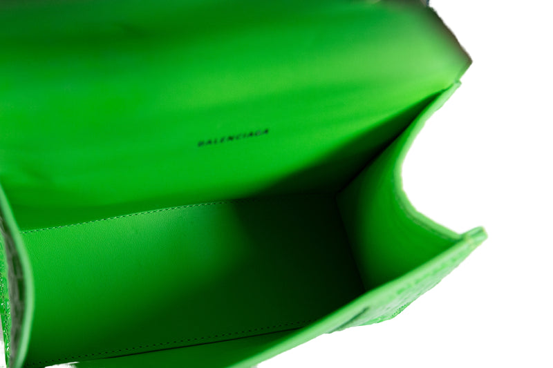 Balenciaga Bright Green Croc Embossed Hourglass XS with  display picture 2