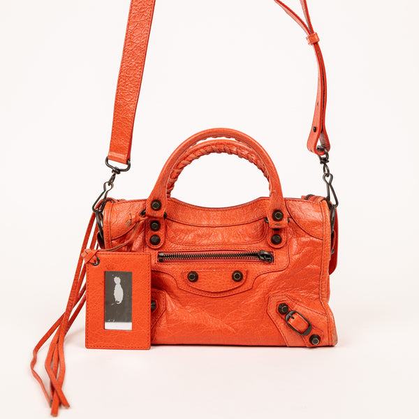 Balenciaga Orange Mini City Tote Bag