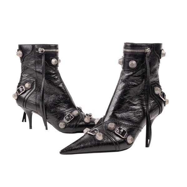 Balenciaga Black Cagole Booties Leather Size 37 – On Que Style
