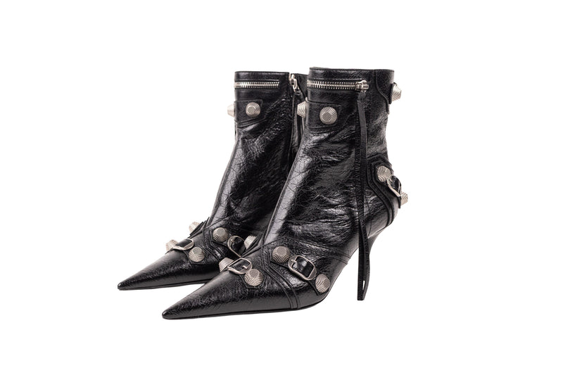 Balenciaga Black Cagole Booties Leather Size 37 – On Que Style