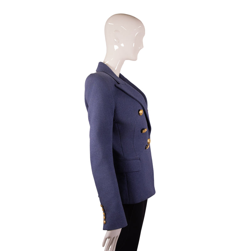 Balmain Blue Knit Shoulder Pad Blazer Size 38