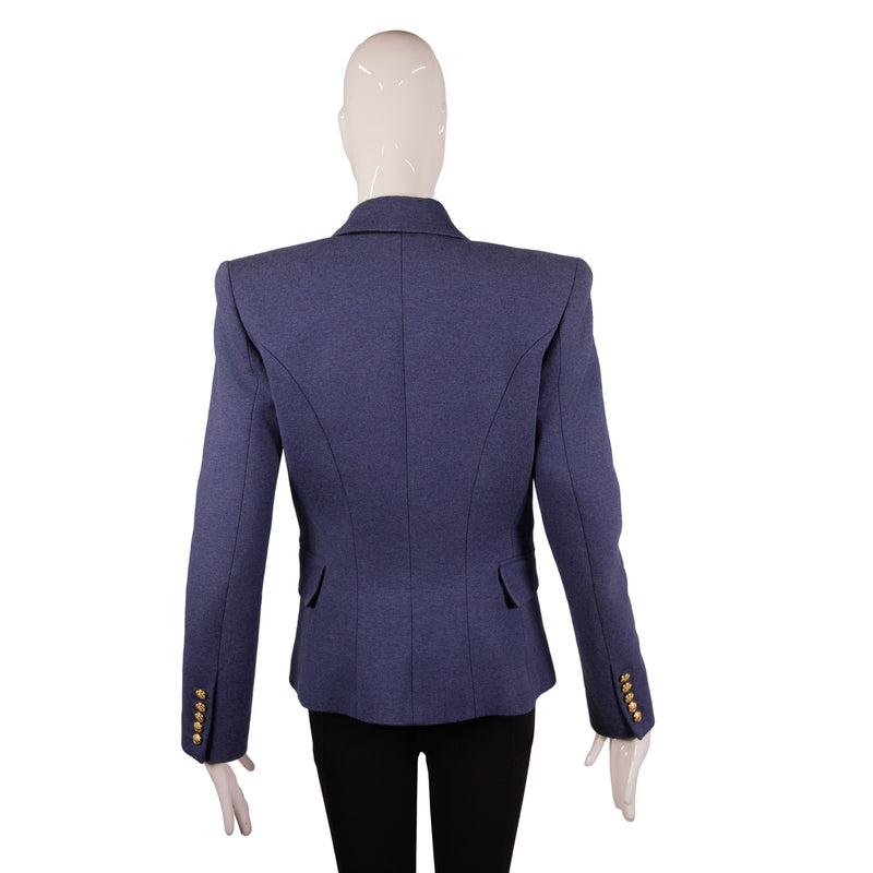 Balmain Blue Knit Shoulder Pad Blazer Size 38