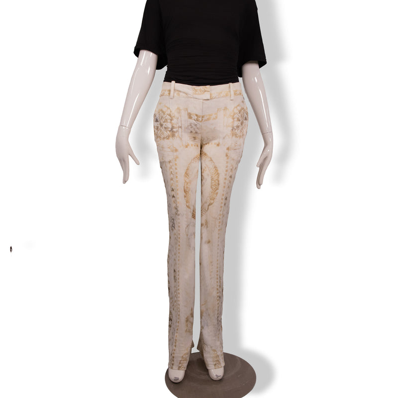 Balmain Cream Tan Beige Star Print Knit Pants Size 40