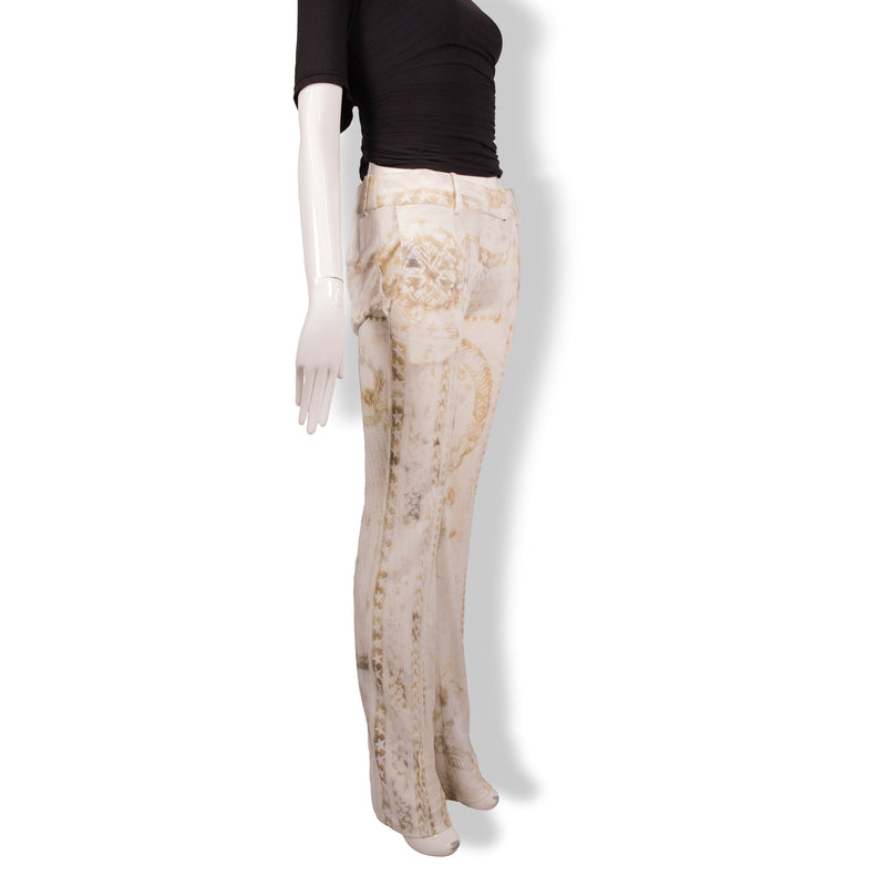 Balmain Cream Tan Beige Star Print Knit Pants Size 40