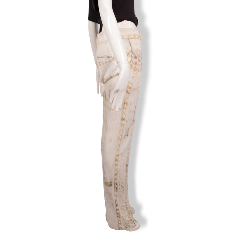 Balmain Cream Tan Beige Star Print Knit Pants Size 40