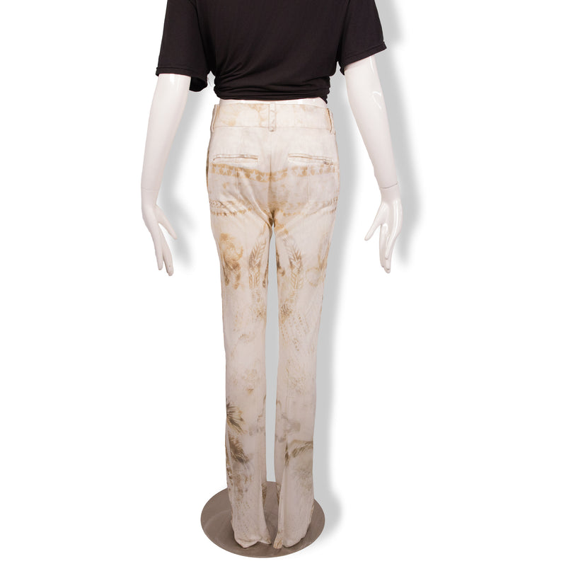Balmain Cream Tan Beige Star Print Knit Pants Size 40