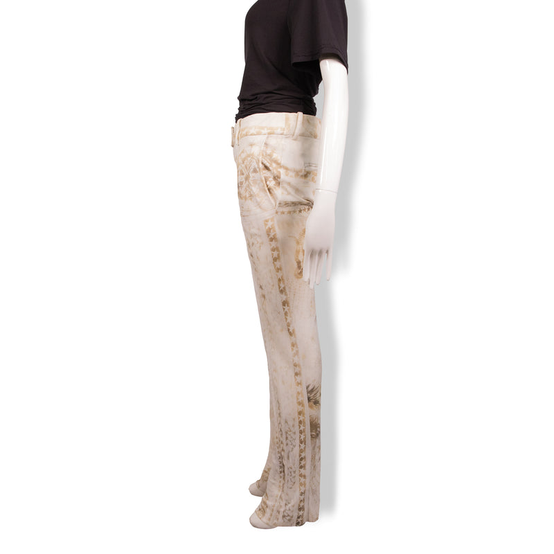 Balmain Cream Tan Beige Star Print Knit Pants Size 40