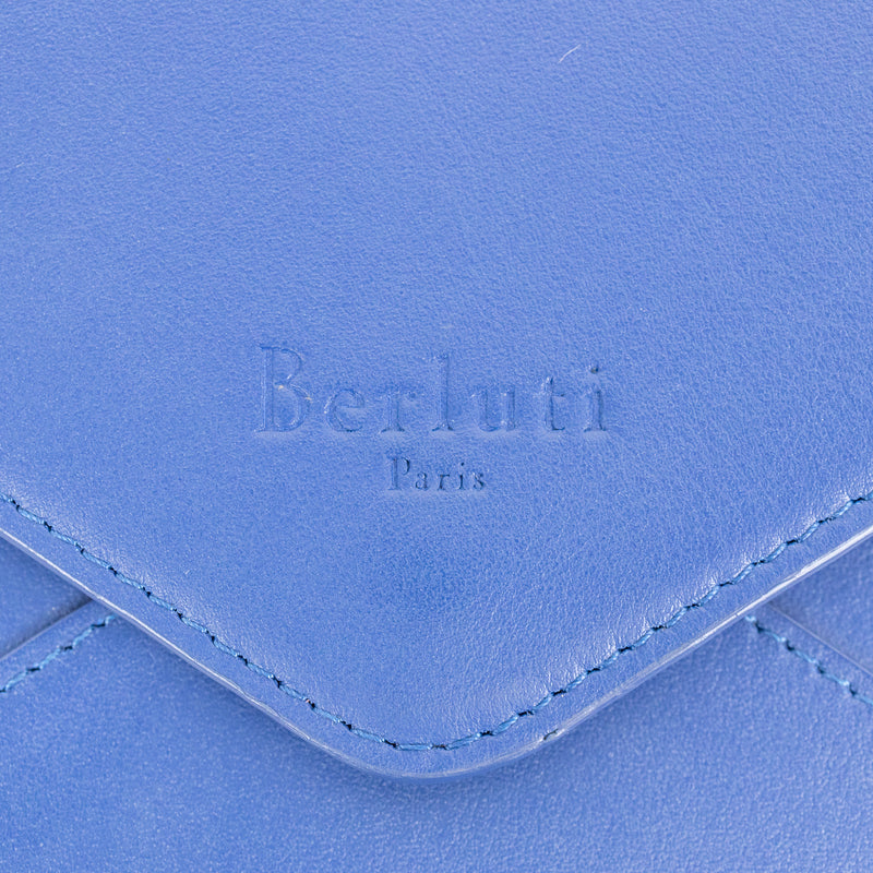 Berluti Blue Leather Passport Travel Pouch Envelope Style