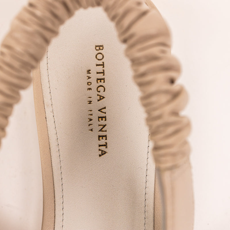 Bottega Veneta Beige Ruched Slingback Leather Flats Size 40.5