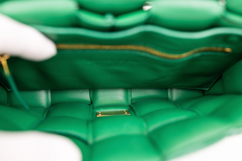 Bottega Veneta Green Leather Nappa Intreccio Cassette Bag