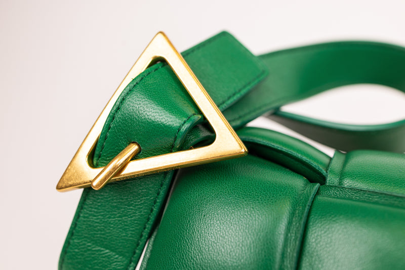 Bottega Veneta Green Leather Nappa Intreccio Cassette Bag