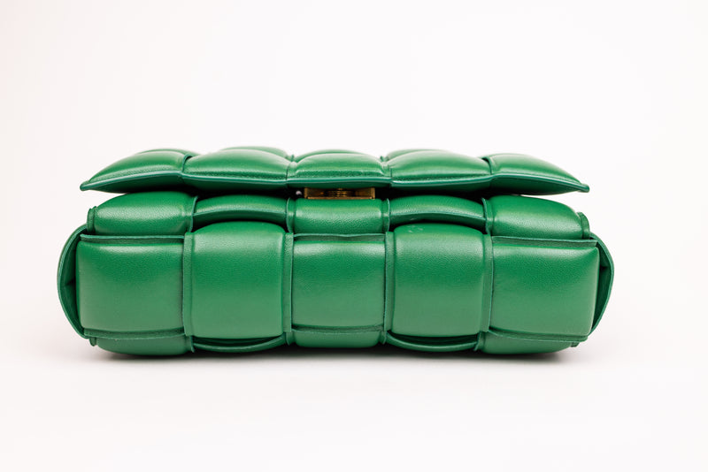 Bottega Veneta Green Leather Nappa Intreccio Cassette Bag