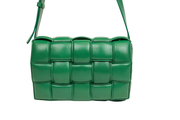 Bottega Veneta Green Leather Nappa Intreccio Cassette Bag