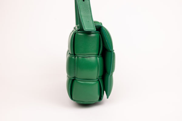 Bottega Veneta Green Leather Nappa Intreccio Cassette Bag