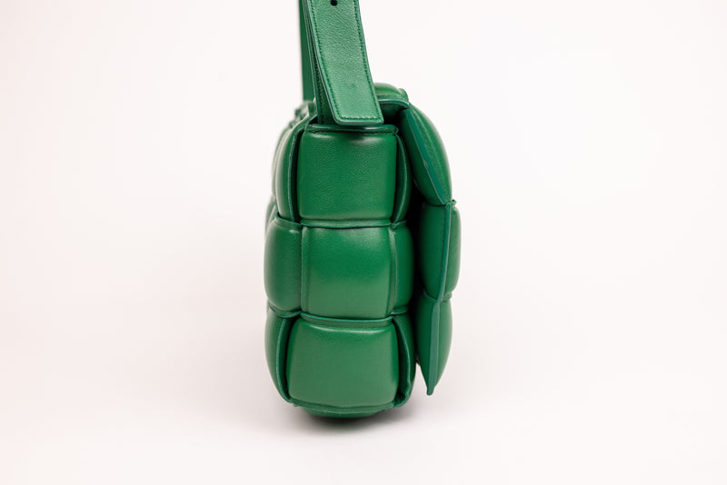 Bottega Veneta Green Leather Nappa Intreccio Cassette Bag