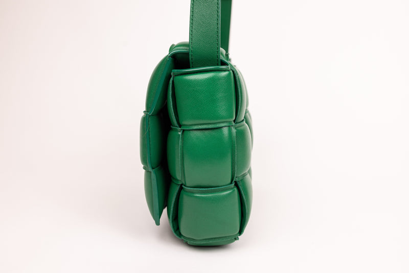 Bottega Veneta Green Leather Nappa Intreccio Cassette Bag